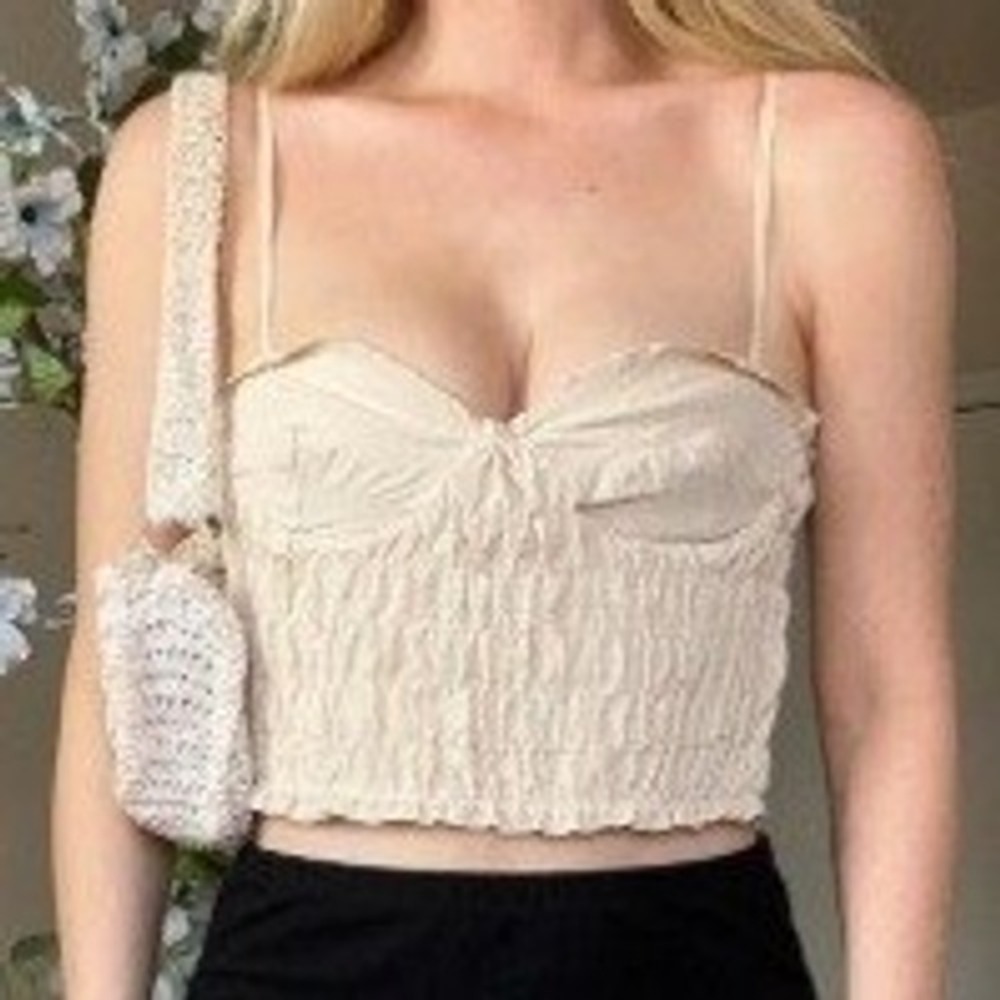 Zara‎ Yellow Gingham Corset Style Cropped Tank Top size Small